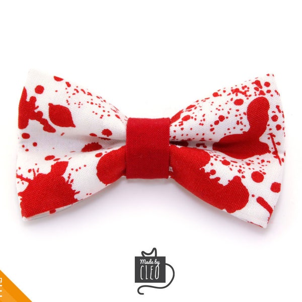 Blood Spatter Cat Bow Tie - "Dexter" - Halloween / Horror Fan Bow Tie for Cat / Kitten Bow Tie / Small Dog Bow Tie / Horror Fan Gift