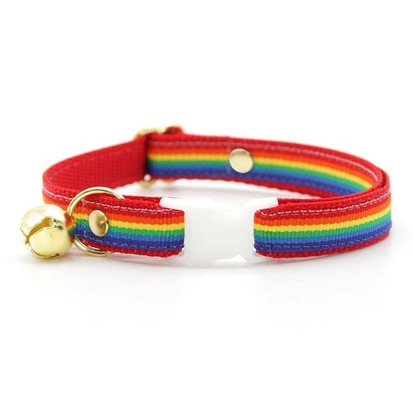 Cat Collar - "Retro Rainbow" - Rainbow Cat Collar / Breakaway or Non-Breakaway / 80s / LGBTQ / Gay Pride / Cat,Kitten,Small Dog Size