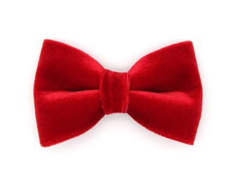 Cat Bow Tie - &quot;Velvet - Garnet Red&quot; - Holiday Pet Bow Tie / Cat Gift / Christmas / Catlover Gift / Cat, Kitten, Small Dog Bowtie (One Size)