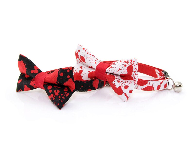 Horror Fan Gift Halloween Cat Collar Dracula Red Vampire Cat Collar with Flower Set - Breakaway Non-Breakaway Felt Flower