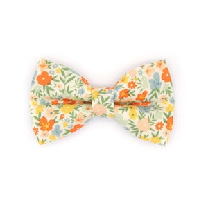 Cat Bow Tie - &quot;Aurora&quot; - Orange & Yellow Floral Bow Tie for Cat Collar / Fall, Autumn, Spring, Summer Flowers / Cat, Kitten, Small Dog Bow