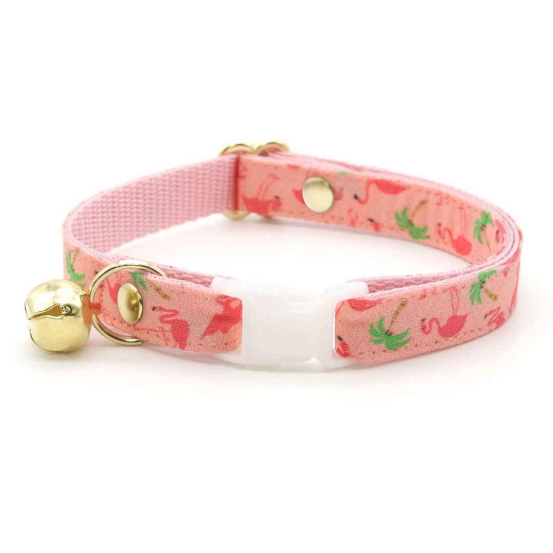 Cat Collar flamingo Palms Coral Pink Tropical Pink Cat Collar