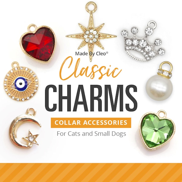 Cat Collar Charm / Pet Charm / Small Dog Collar Charm - "Classic Charm Series" - Pet Collar Accessory (Moon, Crystal, Rhinestone, Crown Etc)