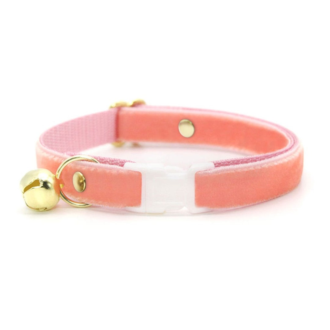 Cat Collar velvet Peach Coral Pink Luxury Velvet Cat Collar Breakaway