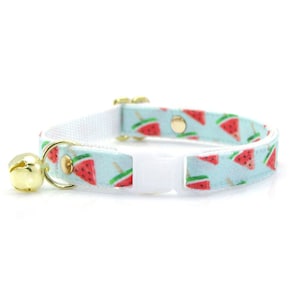 Fruit Cat Collar - "Watermelon Pops" - Mint Fruit Cat Collar Breakaway or Non-Breakaway / Tropical / Summer / Cat, Kitten & Small Dog Sizes