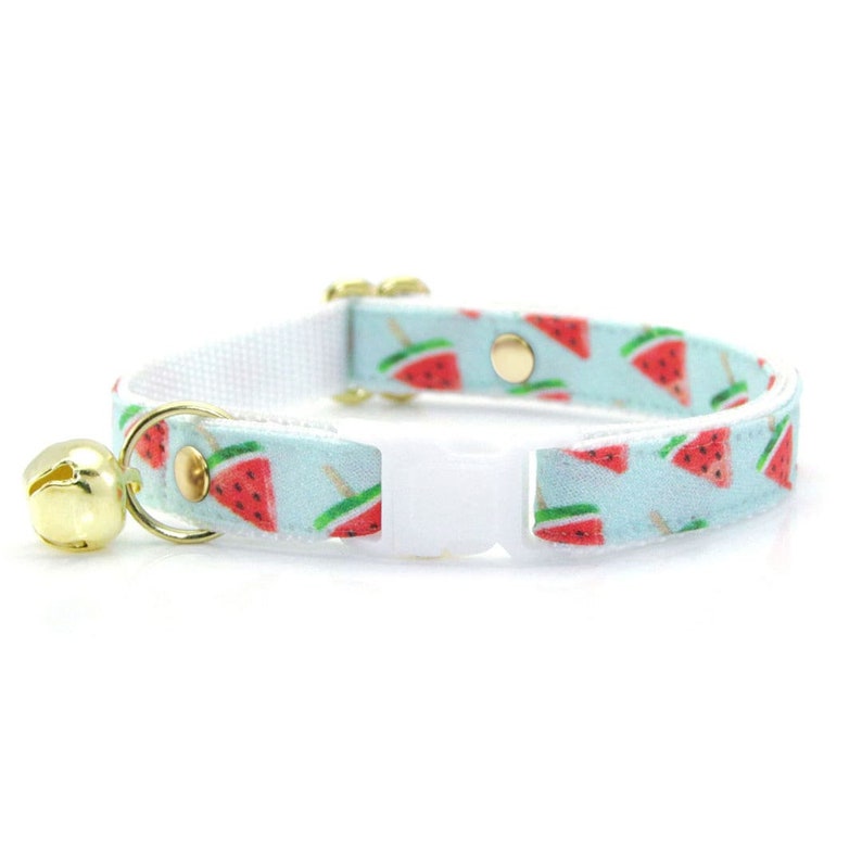 Fruit Cat Collar Watermelon Pops Mint Fruit Cat Collar Breakaway or Non-Breakaway / Tropical / Summer / Cat, Kitten & Small Dog Sizes image 1