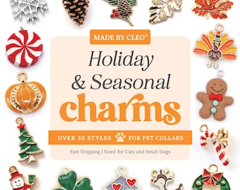 Cat Collar Charm - &quot;Holiday & Seasonal&quot; - Christmas Tree, Candy Cane, Snowflake, Gingerbread, Pumpkin, Maple Leaf, Pine Cone, Valentine