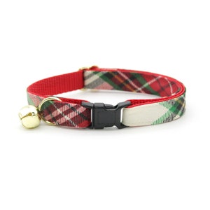 Bow Tie Cat Collar Set Birchwood Christmas Plaid Cat Collar w/ Matching Bow / Holiday Cat Gift / Cat, Kitten Small Dog Sizes image 5