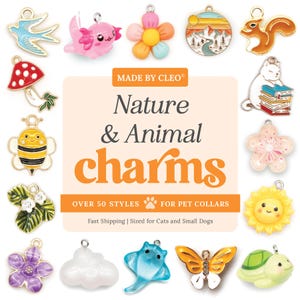 Cat Collar Charm - "Nature & Animals" - Dog, Flower, Bee, Ladybug, Bird, Leaf, Daisy, Shark, Fish, Shell, Mushroom, Toadstool, Tree, Ocean