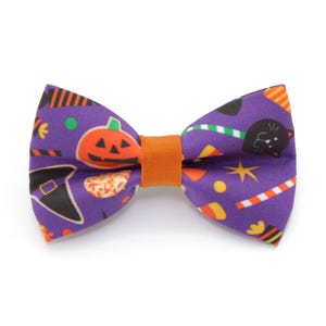 Halloween Cat Bow Tie - &quot;Witch&#39;s Brew&quot; - Candy, Ghosts & Pumpkins Bow Tie for Cat Collar / Cat, Kitten, Small Dog Bowtie