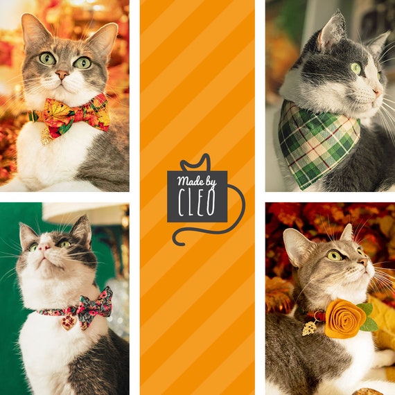 Weihnachts-Katzenhalsband Mit Fliege & Glocke – Verstellbar, 20–28 Cm, Plaid-Muster