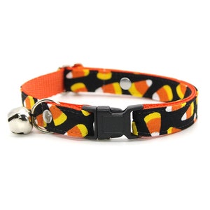 Halloween Cat Collar - &quot;Trick or Treat&quot; - Candy Corn Breakaway Cat Collar / Kitten Collar / Breakaway + Non-Breakaway / Cat,Kitten,Small Dog