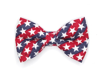 Cat Bow Tie - "Americana" - Stars & Stripes Bowtie for Cat Collar / Independence Day, USA,4th of July / Cat, Kitten, Small Dog Bow Tie