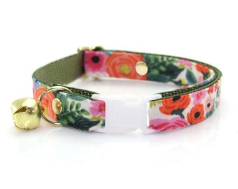 Rifle Paper Co® Cat Collar - "Garden Party" - Floral Cat Collar (Breakaway or Non-Breakaway) / Spring + Summer / Cat, Kitten, Small Dog Size