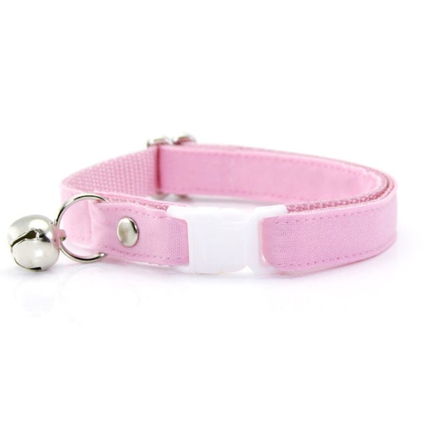 Pink Cat Collar - "Color Collection - Pastel Pink" - Baby Pink Cat Collar Breakaway or Non-Breakaway / Wedding / Cat, Kitten, Small Dog Size