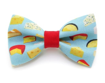 Foodie Cat Bow Tie - "Say Cheese" - Bow Tie for Cat / Cat Gift / Fun Cat Bow / Birthday / Cheese Bow Tie Cat / Cat, Kitten, Small Dog Size
