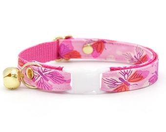 Butterfly Cat Collar - "Butterfly Garden" - Pink Cat Collar / Breakaway or Non-Breakaway / Butterflies, Cute / Cat, Kitten + Small Dog Sizes