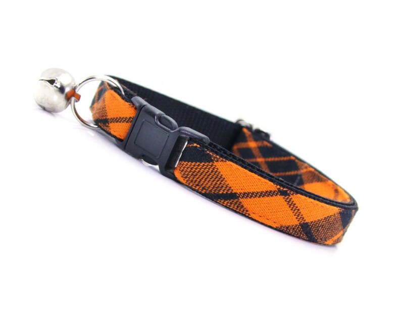 Kitten Small Dog Halloween Cat Collar Black /& Orange Plaid Cat Collar Fall Cat Collar Breakaway or Non-Break Cat Hocus Pocus