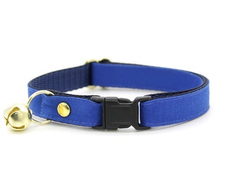 Cat Collar - "Color Collection - Cobalt Blue" - Solid Color Blue Cat Collar / Breakaway + Non-Breakaway / Wedding / Cat, Kitten + Small Dog