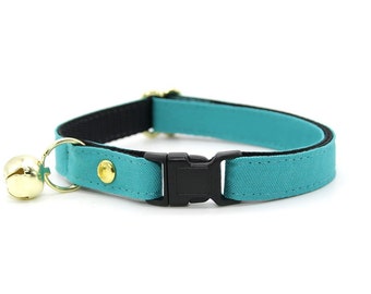 Cat Collar - "Color Collection - Teal" - Solid Color Teal Cat Collar / Breakaway + Non-Breakaway / Wedding / Cat, Kitten + Small Dog Sizes