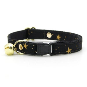 Rifle Paper Co® Cat Collar - "Noir" - Black & Gold Star Cat Collar / Breakaway or Non-Breakaway / Night Sky / Cat, Kitten, Small Dog Sizes