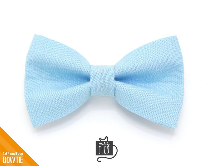 One Size Cat Bow Tie Baby Blue Color Collection Light Blue Cat Collar Bow Tie Kitten Bow Tie Small Dog Bowtie Removable