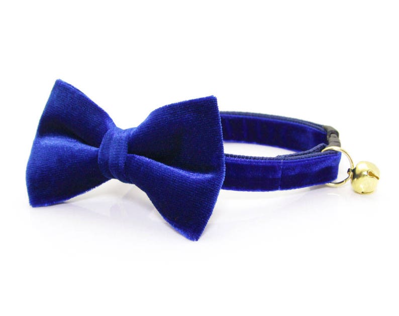 Cat Collar & Bow Tie Set velvet Sapphire Blue Etsy