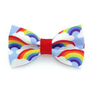 Cat Bow Tie - "Rainbow Magic" - Rainbow Cat Collar Bow Tie / LGBTQ Pride / Fun 80s Retro / Cat, Kitten, Small Dog Bowtie (One Size)