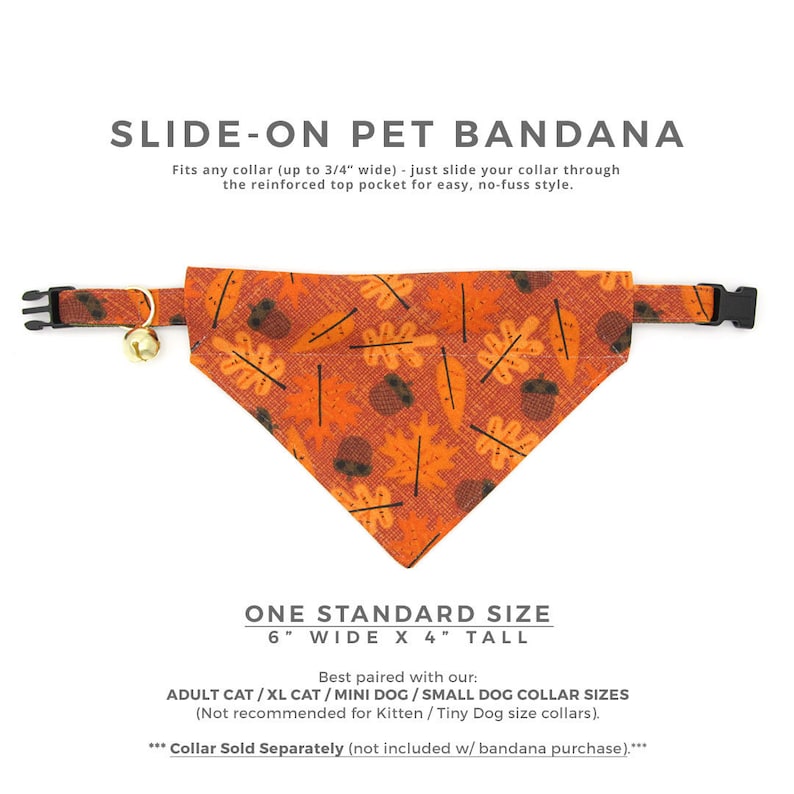 Pet Bandana Fall-ing For You Autumn Leaves Bandana for Cat Small Dog Slide-on Cat Bandana Over-the-Collar