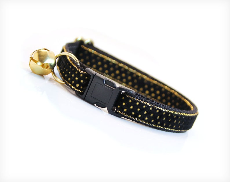 Cat Collar Stardust Black Velvet w/ Gold Dots Etsy