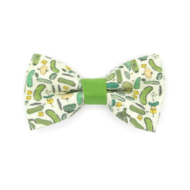 Bow Tie Cat Collar Set Kind of a Big Dill Green Pickle Cat Collar w/ Matching Bowtie / Cucumber, Food / Cat, Kitten, Small Dog Sizes image 3