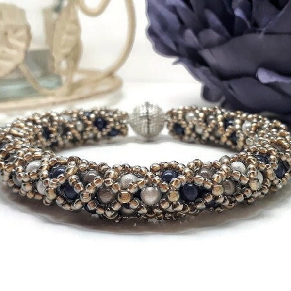 Black Diamond Miracle Bead Tubular Netted Bracelet