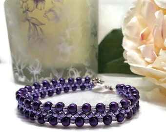 Purple Plum Beadwoven Bracelet