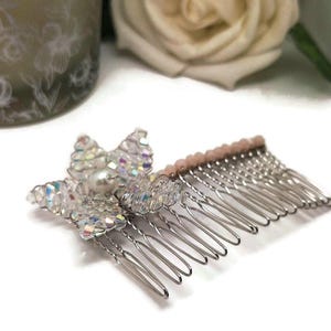 Crystal Flower Hair Comb | Wire Wrapped Floral Hairpiece | Handmade Sparkle Accessory
