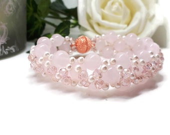 Rose Pink Opaline Hugs & Kisses Bracelet