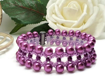 Magenta Pink Beadwoven Bracelet