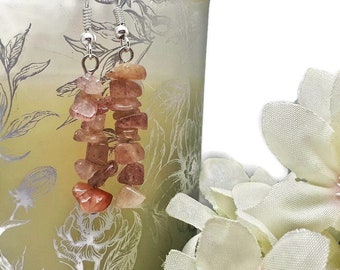 Sunstone Gemstone Chip Drop Earrings