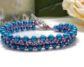 Cornflower Blue Beadwoven Bracelet