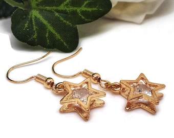 Gold Star Cubic Zirconia Earrings