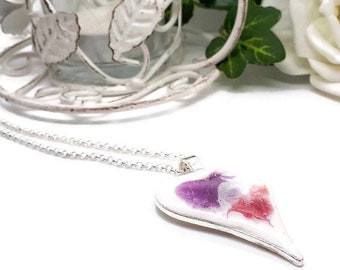 Pink & White Heart Resin Pendant