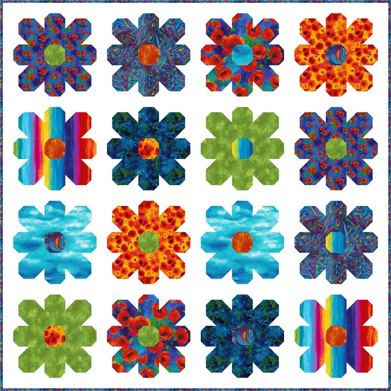 Flower Power Quilt Pattern Etsy Canada