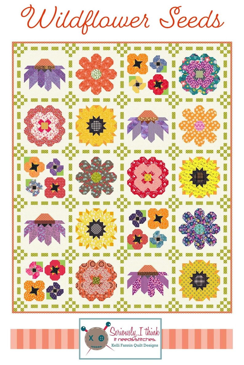 Wildflower Seeds Patchwork Floral Quilt Pattern by Kelli Etsy