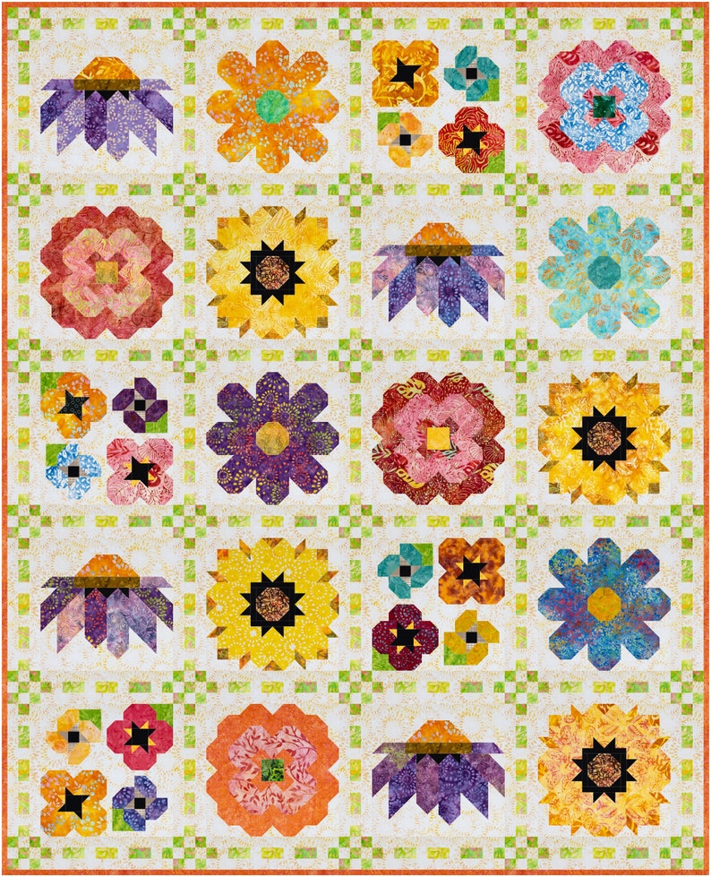 Wildflower Seeds Patchwork Floral Quilt Pattern by Kelli Etsy