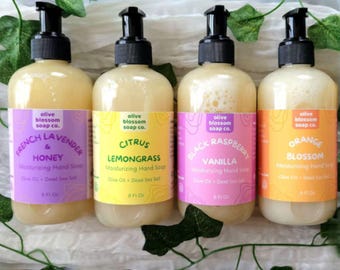 4 Bottles of Hand Soap, Natural and Moisturizing, Small Batch Gentle Gift