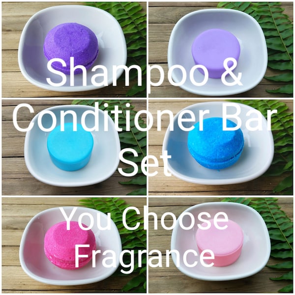 Shampoo Bar And Conditioner Bar Set, New Scents, Large Zero Waste and Color Safe Bars