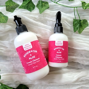 Rosewater & Aloe Cream Face Wash, Facial Cleanser for All Skin Types