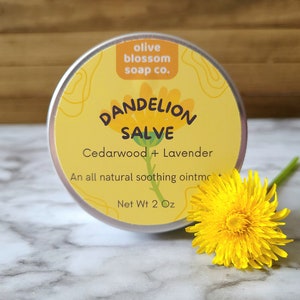 Wildcrafted Dandelion Salve - All Natural Home Remedy Ointment with Cedarwood and Lavender Essential Oils