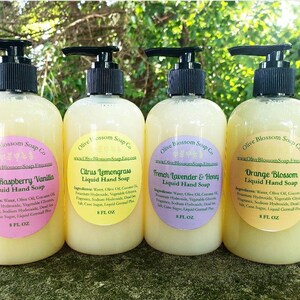 Liquid Hand Soap 4 Bottle Gift Set, Natural and Moisturizing, You Choose Fragrance