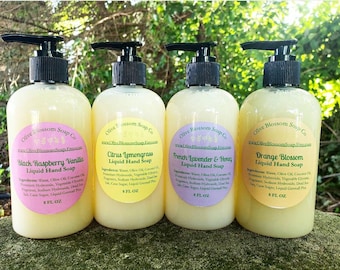 Liquid Hand Soap 4 Bottle Gift Set, Natural and Moisturizing, You Choose Fragrance