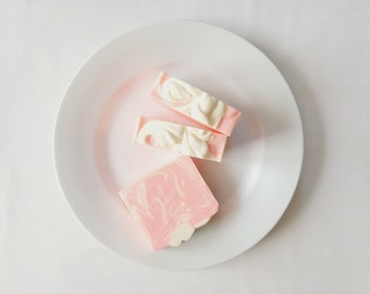 Sweet Strawberry Soap, Fresh and Fruity Handmade Cold Process Bar for Hands and Bodies